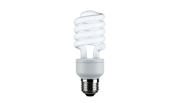Energy-efficient compact fluorescent light bulb isolated PNG, eco-friendly lighting solution for home and office on transparent background