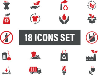 Ecology and environmental protection icon set for sustainability. Including ecology, environment, 
recycling, sustainability, energy, conservation, nature, organic, waste, management