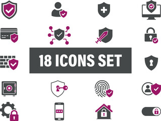 Digital security and data protection icon set vector illustration. Set of Security and Protection 
Icons for Digital Safety Concepts. cyber security, data protection, privacy, and digital safety