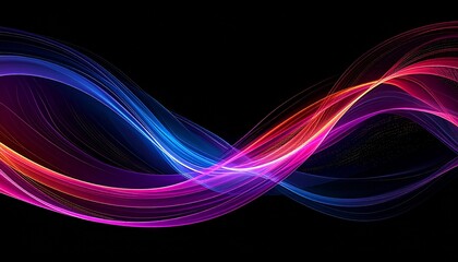 Vibrant wave lines on black background.