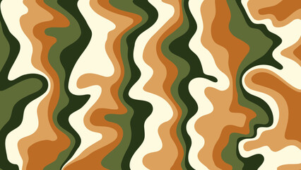 Abstract Earthy Liquid Marble Vector, Green and Brown Camouflage Wavy Pattern