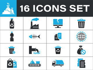 Environmental protection, waste management, and recycling vector icons. Environmental pollution 
and recycling icons set for eco-friendly concepts