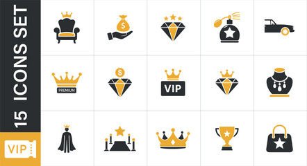 Luxury premium wealth status success icons. exclusive lifestyle. Vector icons for luxury, wealth, 
premium status, and success concepts.