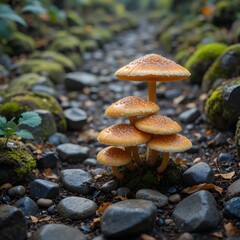 mushroom on the moss fantasy illustration enchanted woodland magical fungi