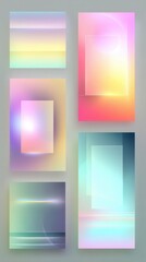 Fototapeta premium Abstract Gradient Backgrounds with Geometric Shapes and Light Effects