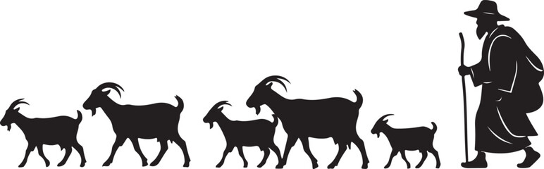 A striking collection of desert nomad silhouettes featuring travelers, camels, dunes, and traditional Middle Eastern attire