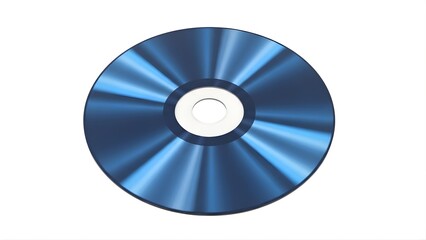 Shiny blue optical disc digital storage media isolated on white background