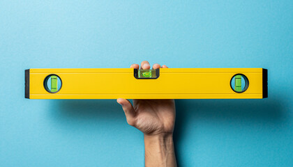 Hand Holding Level Tool for Home Improvement Projects in Bright Ambient Setting