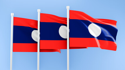 Laos flag of silk-3D illustration. 3d render.