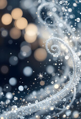 Soft cold tone watercolor with silver spirals snowy curves shimmering 