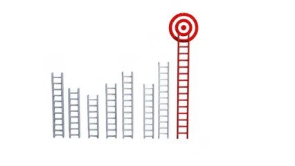 Standing out from the crowd with unique ladder isolated on transparent background