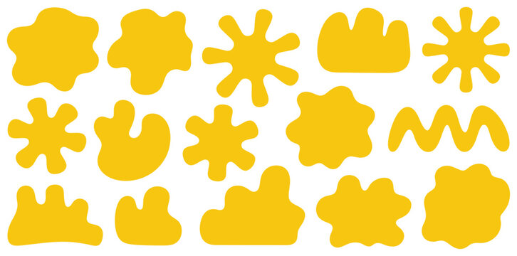 Eleven Yellow Abstract Amoebic Blobs White shapes