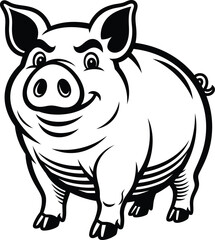 Cute smiling pig cartoon vector illustration