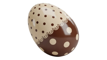 Decorated Easter egg PNG isolated on transparent background, brown and beige polka dot pattern for holiday design and decoration