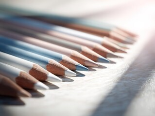 Light Colored Pencils Arranged: Soft Tone Drawing Tools Art Design Background Material
