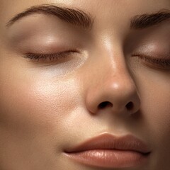 close up of woman face with super natural and clean make up