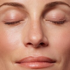 close up of woman face with super natural and clean make up