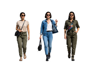 Obraz premium Three Women Walking Together – Confident, Stylish, and Ready for Adventure