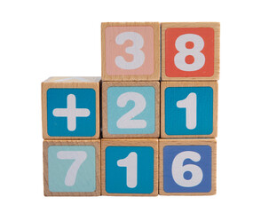Math number colorful on white background, education study mathematics learning teach.