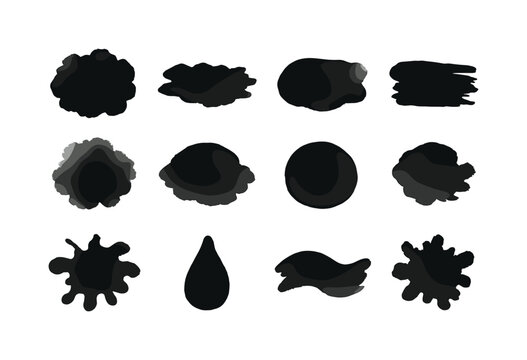 Black Watercolor Icons. Watercolor splash. Solid icon set of wat