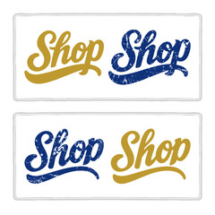 Set of hand drawn shop lettering illustrations in vintage script style with clean and distressed texture versions. Ideal for shop branding, labels, signs, posters, packaging, and logos.