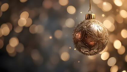 golden christmas ball on tree. holiday background