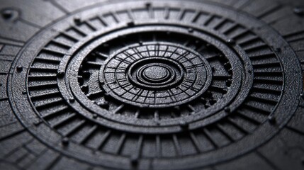 Obraz premium Industrial dark gray with blueprint design concept. Detailed close-up of a black textured mechanical surface.