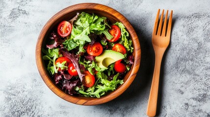 Healthy Salad Bowl With Cherry Tomatoes and Avocado