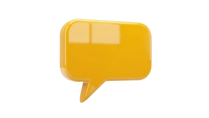 Glossy yellow speech bubble PNG isolated on transparent background, communication and social media concept