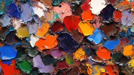 Oil Paint Colors Mixed on Artist Palette