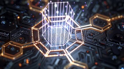 Dynamic digital network pulsing with light, perfect for technology and innovation visuals in a modern, engaging style for tech product marketing - Powered by Adobe