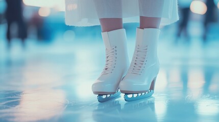Pair of White Ice Skates Ready for Action