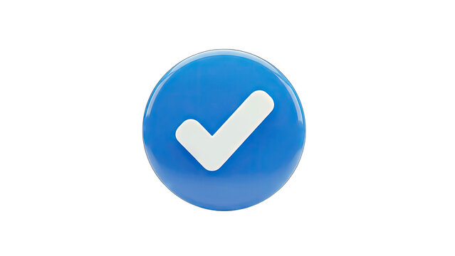 3D Blue Checkmark Icon on White Background