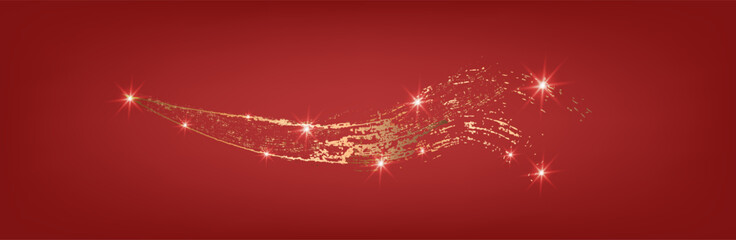 Christmas tree made of serpentine, with golden lights and shine. golden snowflakes. brilliant design. Happy new year 2026. xmas.Happy holiday red background