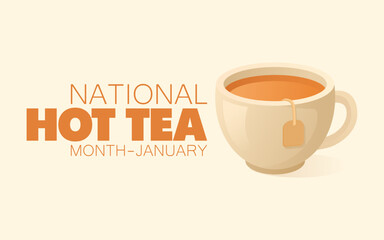 Vector graphic of National Hot Tea Month ideal for National Hot Tea Month celebration.
