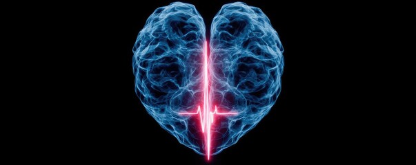 Naklejka premium Striking illustration of mind launching rocket concept. A creative representation of a heart and brain fusion concept.