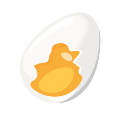 A broken raw egg. Flat vector clipart illustration with isolated background.