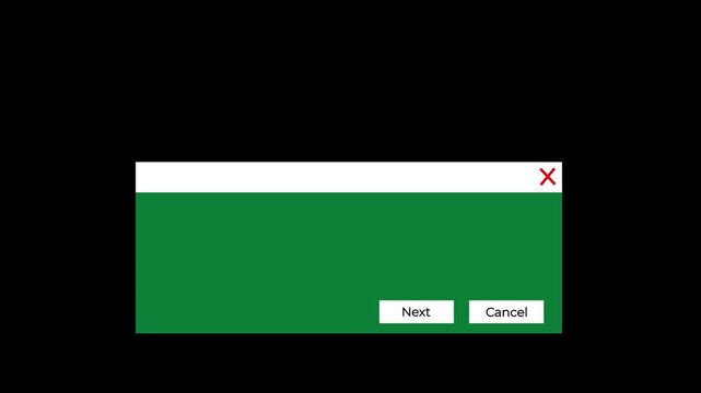 minimal flat style software popup window transition animation with bounce effect and responsive next cancel buttons.