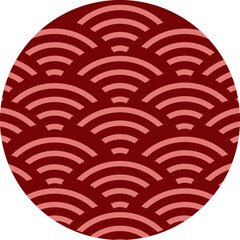 Red Seigaiha pattern in circle