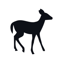 Fototapeta premium Elegant black silhouette of a graceful deer, perfect for minimalist designs and natural themes, representing wildlife and the tranquility of forests with a simple, clean aesthetic