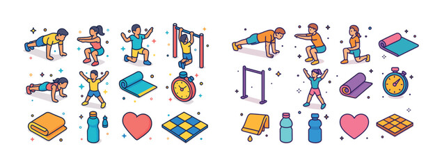 Children engaging in outdoor exercise with fitness equipment and