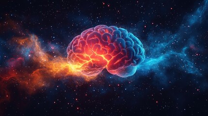 Fototapeta premium Child's brain illuminated, symbolizing cognitive development and imagination.