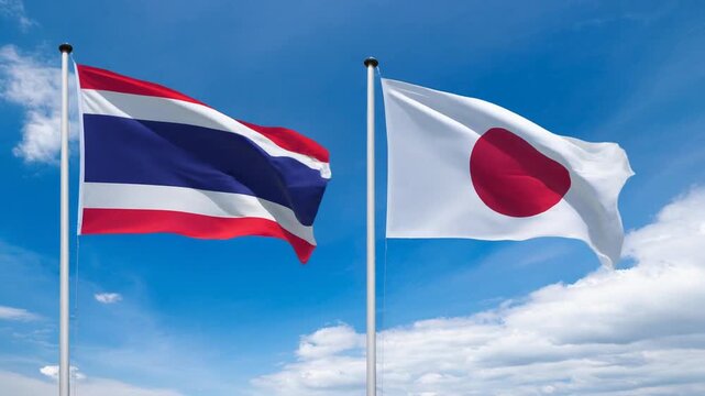 日本の国旗とタイの国旗(Japan flag & Thailand flag.)
