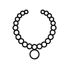 Obraz premium Simple black necklace sketch with circular beads and pendant 