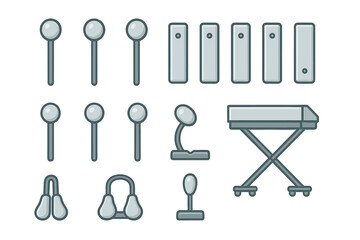 Fototapeta premium Musical instrument collection with various shapes and designs displayed in a clean layout