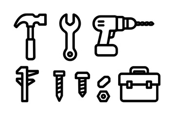 Obraz premium Tools and equipment for home improvement projects in a simple design layout
