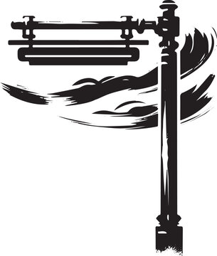 Elegant monochrome overhead sign illustration with expressive br