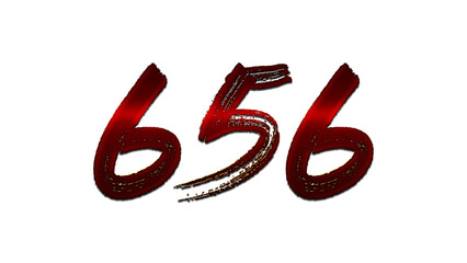 3D blood red number design of 656 on white background.
