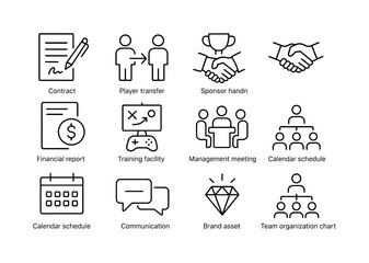 Fototapeta premium Esports Management Icons. Esports Management. Line icon set of E