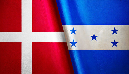 デンマークの国旗とホンジュラスの国旗(Denmark flag & Honduras flag.)

